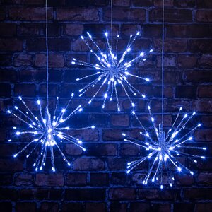 Светодиодный Ежик Legoled серебряный 30 см 3 шт синие лампы с холодным белым мерцанием, IP44 BEAUTY LED фото 2