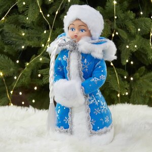 Фигура Снегурочка - Зимняя красавица в голубой шубке 35 см Батик фото 1