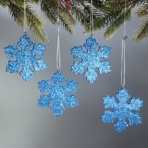 Елочная игрушка Снежинка Облако 10 см синяя, 4 шт, пеноплекс МанузинЪ фото 2