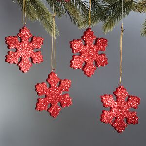 Елочная игрушка Снежинка Облако 10 см красная, 4 шт, пеноплекс МанузинЪ фото 2