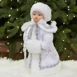 Фигура Снегурочка - Зимняя красавица в белой шубке 35 см Коломеев фото 1
