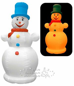 Снеговик в цилиндре и шарфе (подсветка), 1,8м