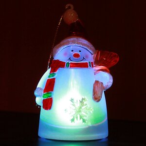 Светящаяся елочная игрушка Снеговик 10 см, на батарейке, RGB, подвеска