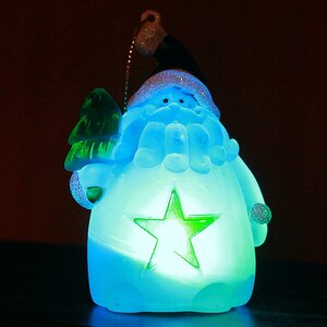 Светящаяся елочная игрушка Санта со Звездой 10 см на батарейке, RGB, подвеска Snowhouse фото 3
