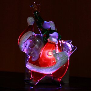 Светящееся украшение на присоске Санта с Елочкой 13 см, RGB на батарейке Snowhouse фото 1