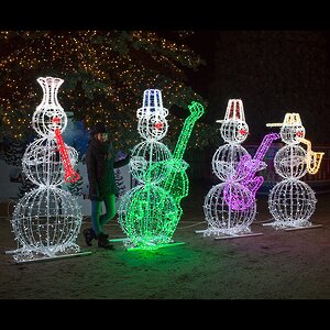 Светящиеся Снеговики-музыканты уличные 210 см, 4 шт GREEN TREES фото 2