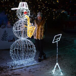 Светящийся Снеговик с саксофоном уличный 210 см GREEN TREES фото 2