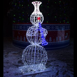 Светящийся Снеговик с трубой уличный 210 см