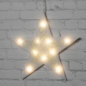Светящееся украшение на присоске Звезда 25*30 см, 10 теплых белых LED ламп на батарейке Snowhouse фото 1