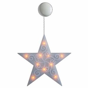 Светящееся украшение на присоске Звезда 25*30 см, 10 теплых белых LED ламп на батарейке Snowhouse фото 2