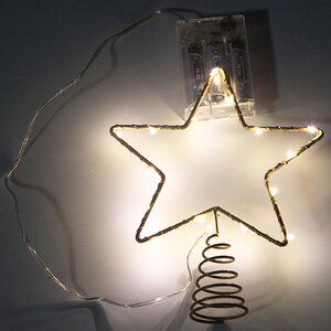 Светодиодная Звезда на елку 15 см теплая белая, mini LED лампы, на батарейках Snowhouse фото 2