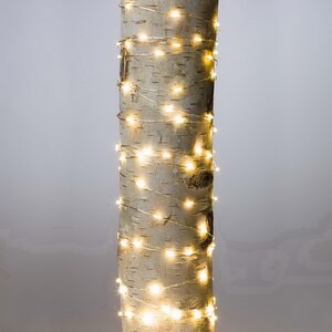 Светодиодная гирлянда Капельки 24 м, 240 теплых белых мини LED ламп, серебряная проволока, контроллер, IP44