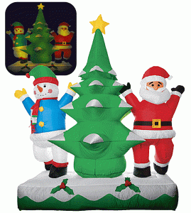 Дед Мороз и Снеговик у елки (подсветка), 1,8м