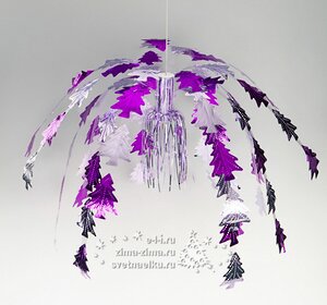 Подвесная композиция из фольги Фонтан-каскад - Елочки, 60 см, фиолетовый c серебром Holiday Classics фото 1