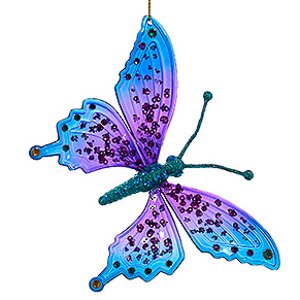 Елочная игрушка Бабочка Морфо 15 см синяя с фиолетовым, подвеска Kurts Adler фото 1