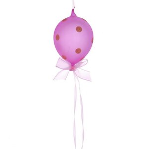 Стеклянная елочная игрушка Воздушный Шар 12 см розовый, подвеска Kurts Adler фото 1