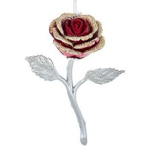 Елочная игрушка Королевская Роза 12 см серебряная, подвеска Kurts Adler фото 1