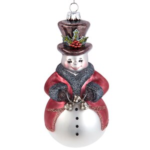 Стеклянная елочная игрушка Снеговик Лоренцо: Mariano Christmas 15 см, подвеска Kurts Adler фото 1