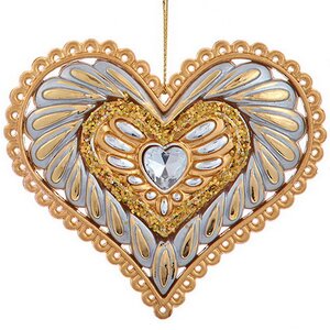 Елочная игрушка Smooth Ombre: Сердце 9 см золотое, подвеска Kurts Adler фото 1