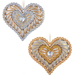 Елочная игрушка Smooth Ombre: Сердце 9 см золотое, подвеска Kurts Adler фото 2