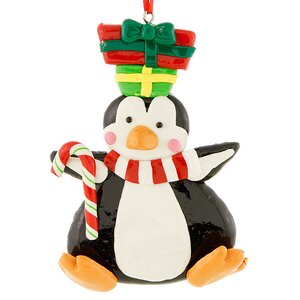 Елочное украшение Пингвин с Подарком 12*1.5*8 см, подвеска