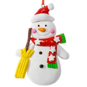 Елочная игрушка Снеговик с Метлой 12*1.5*8 см, подвеска