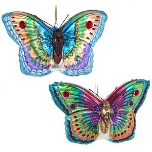 Стеклянная елочная игрушка Бабочка Papilio Pink 13 см, подвеска Kurts Adler фото 2