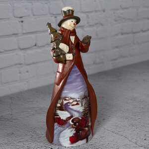 Новогодняя статуэтка Снеговик 22 см в подарочной коробке Mister Christmas фото 1