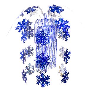 Потолочное украшение Фонтан Снежинки 75*30 см, фольга, серебряный голографический с синим Holiday Classics фото 1