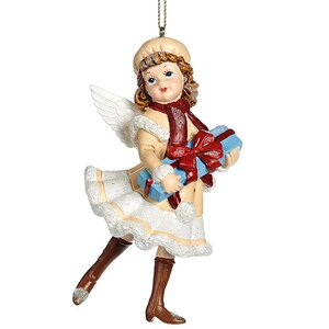 Елочное украшение Зимний Ангел с Подарком 11 см, подвеска Goodwill фото 1