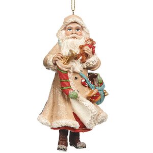 Елочное украшение Веселый Дед Мороз с Носком 11 см, подвеска