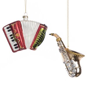 Стеклянная елочная игрушка Саксофон - Music Time 14 см, подвеска Goodwill фото 2