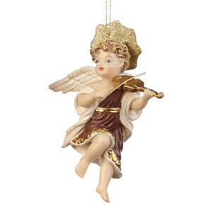 Елочная игрушка Ангелок со скрипкой 11 см, подвеска Goodwill фото 1