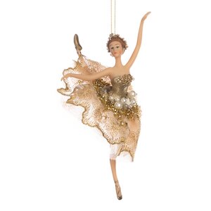 Елочная игрушка Балерина Дилора - Perla Caprici Golde 17 см, подвеска Goodwill фото 1