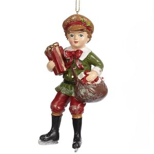Елочная игрушка Мальчик Эдриан на коньках - Christmas Carol 12 см, подвеска