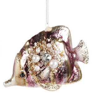 Стеклянная елочная игрушка Рыбка Кэйталин - Prezioso Mare 13 см розовая, подвеска Goodwill фото 1