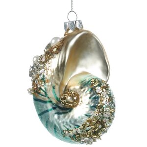 Стеклянная елочная игрушка Ракушка Флорин - Prezioso Mare 11 см, подвеска Goodwill (Гудвилл) фото 1