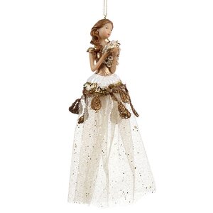 Елочная игрушка Леди Лучиана 20 см с цветочным венком, подвеска Goodwill фото 1