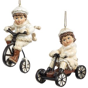Елочная игрушка Девочка на ретро-велосипеде 10 см, подвеска Goodwill фото 2