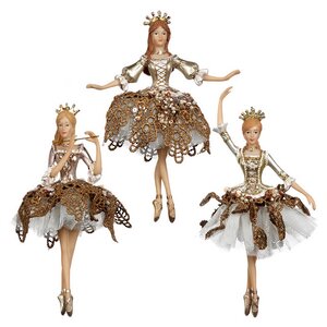 Елочная игрушка Балерина - Жемчужная принцесса 18 см с поднятой рукой, подвеска Goodwill фото 2