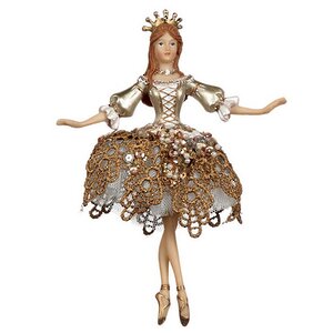 Елочная игрушка Балерина - Жемчужная принцесса 18 см с разведенными руками, подвеска Goodwill фото 1