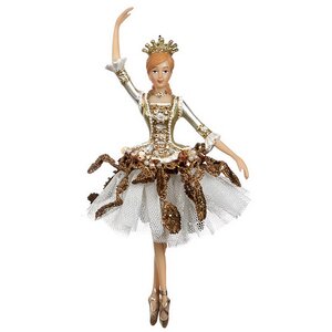 Елочная игрушка Балерина - Жемчужная принцесса 18 см с поднятой рукой, подвеска Goodwill фото 1
