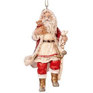 Елочная игрушка Санта с коричневым медвежонком 11 см, подвеска Goodwill фото 1