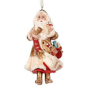 Елочная игрушка Санта с белым медвежонком 11 см, подвеска Goodwill фото 1