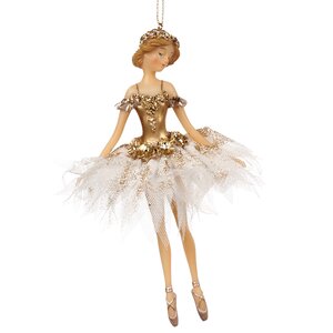Елочная игрушка Балерина - Царевна цветов 16 см в белой пачке, подвеска Goodwill фото 1