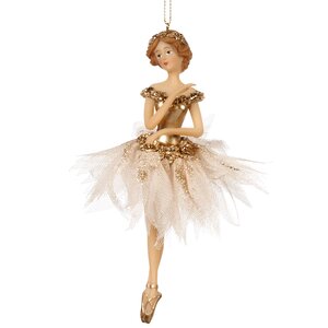 Елочная игрушка Балерина - Царевна цветов 16 см в кремовой пачке, подвеска Goodwill фото 1