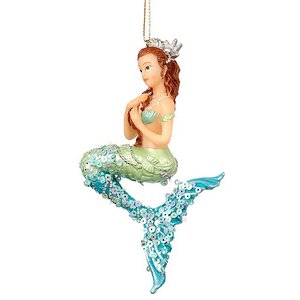 Елочная игрушка Морская Чаровница с серебряной короной 13 см, подвеска Goodwill фото 1
