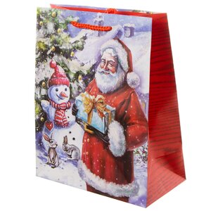 Подарочный пакет Санта Клаус и Снеговичок Лэнни 25*20 см Due Esse Christmas фото 1