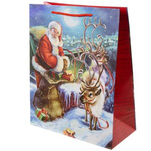Подарочный пакет Дедушка Санта на Северном Полюсе 33*27 см