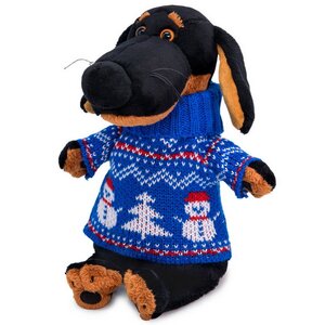 Мягкая игрушка Собака Ваксон в свитере со снеговиком 29 см Budi Basa фото 2